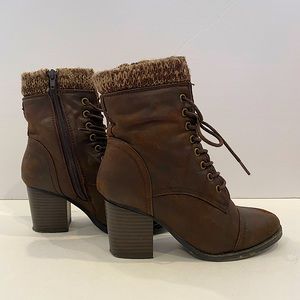 Brown Lace-up Booties